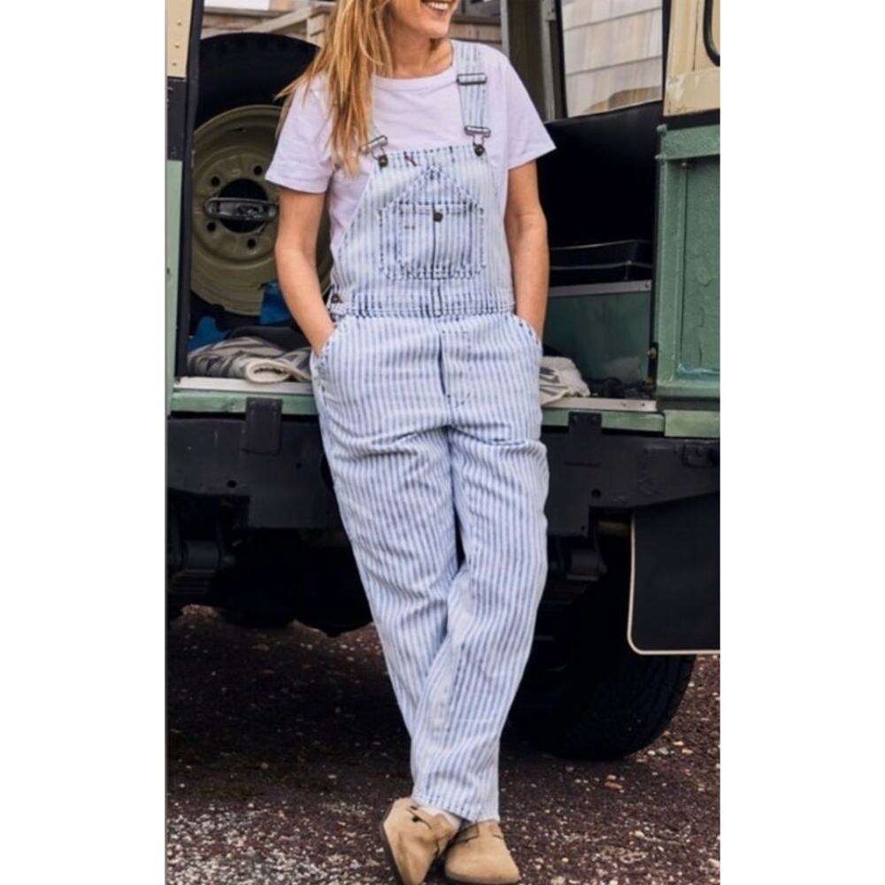 Faherty Topsail Overall Small Railroad Stripe Faded Boho Slouchy Classic - Picture 2 of 16